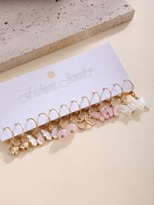 36 件套可爱粉色女士耳环套装，包含水果、心形、蝴蝶、粉色小熊等图案，优雅的女孩礼物，轻盈的流苏耳环，适合日常佩戴、聚会、度假 - 彩色 - 查看 4