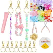 300 Pcs Lip Gloss Keychain Making Kit - Includes Assorted Acrylic Beads, 10 Keychain Clips, Jump Rings, Elastic Cord, Pliers, Hole Punch For DIY Jewelry Crafts, Lip Balm Charm For Women - 混合色 - 查看 1