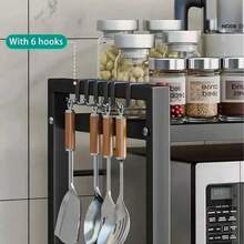 2 Tier Extendable Microwave Oven Rack Heavy Duty Kitchen Stand Storage Shelf UK - Default - View 8