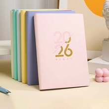 2026 English Schedule Book - Artificial Leather Hardcover Edition, Monthly And Sunday Layout, New Calendar Log: Self Discipline Check In, Time Management, Suitable For Office Use, Modern Cover Design