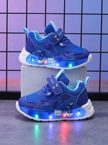 MGO Kidss MGO Kids 2025 Spring & Autumn New Dinosaur Light Up Shoes, Breathable Anti-Slip Sports Shoes, Boys' Mesh Lightweight Casual Shoes, Suitable For 1-6 Years Old Toddlers - Blue - View 4