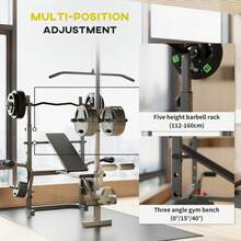 SPORTNOW Adjustable Weight Bench With Bench Press Rack, Preacher Curl Bench, Leg Extension And Lat Pull Down Machine, Incline Or Flat Workout Bench For Home Gym Strength Training Weight Lifting - Black - View 3