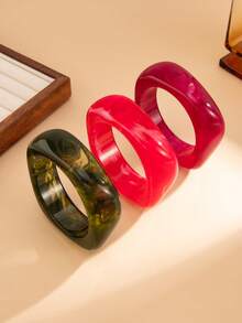 1 chiếc vòng tay nhựa Acrylic phong cách Punk cổ điển, vòng tay dày thời trang tối giản, phóng đại, phù hợp để đeo hàng ngày cho phụ nữ, tụ tập bạn bè, quà tặng ngày lễ, tiệc cưới (Họa tiết màu trên vòng tay là ngẫu nhiên và có thể khác so với sản phẩm thực tế) - Vòng tay thời trang phóng đại - Xem 7