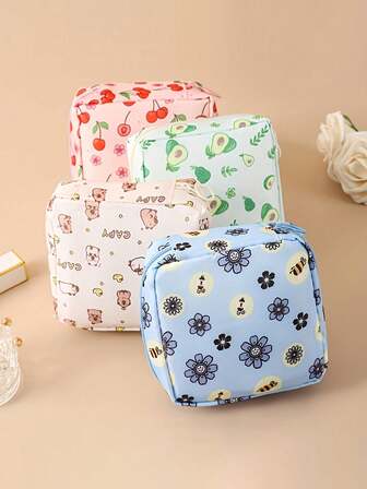 1 pieza Nuevo bolso de almacenamiento de toallas sanitarias, bolso de almacenamiento de tampones, bolso de almacenamiento de toallas sanitarias con diseño de dibujos animados, bolso de cosméticos de alta calidad para niñas, billetera portátil, bolso para forros sanitarios, de gran , adecuado para lápiz labial, brochas, productos de cuidado de la piel