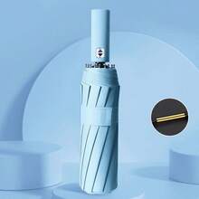 1 件全自动 24 骨防风紧凑型折叠雨伞，遮阳防雨两用，加强型多功能旅行伞