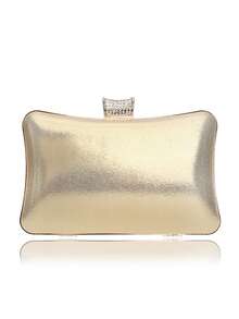 Bolsa de Festa Feminina Dourada de Metal com Strass, Bolsa Pequena de Mão com Corrente para o Ombro, Design de Bola, para Festa, Casamento e Bolsa Feminina