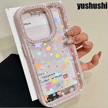 Diseño estrellado vibrante, una funda para teléfono 3 en 1 con tachuelas de doble cara, compatible con las series 16 Pro, 16, 15 Pro, 14, 14 Plus/14 Pro, 13, 13 Pro, 12 Pro y 11 Pro. Este suave es resistente a caídas y manchas, diseñado tanto para hombres como para mujeres, con adornos. - transparente - Ver 5