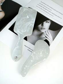 1pc/2pcs Comb & Brush Set, 1pc Mini Palm Detangling Hair Brush, 1pc Square Air Cushion Detangler Hair Brush With Non-Slip Handle, Marble Patterned Hair Brush, Suitable For All Hair Types, Unisex, Dry & Wet Use, Hair Care, Gift For Girls, Brush, Hair Brushes, Hair Brush, Detangling Brush, Ball Brush, Mini Hair Brush, Hair Brush Set, Wooden Comb, Hair Brush, Mini Hair Brush, Detangling Brush, Hair Brushes, Hair Hair Products, Hair Tools, Hair Stuff, Hair Care, Curly Hair Brush, Hairdressing Equipment,Travel Essentials,Travel Essential,Hairstyle,Hairdressing,Hair Brush,Slick Back Brush,Styling Brush,Curly Hair Brush,Edge Brush,Hair Comb,Brush Hair,Hair Brush Set,Comb Hair,Comb For Curls,Detangling Brush,Hair Brush For Women,Hair,Travel,Hair Products,Hair Tools,Hair Stuff,Barber,Barber Accessories,Barbershop,Hairdressing Equipment - Grey - View 3