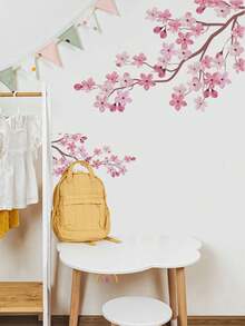 1PC/2pcs Removable PVC Wall Decals – [Pink Peach Blossom Branches, Green Plants, Cherry Blossom Birds]Self-Adhesive Waterproof Wall Stickers For Home Decor, Room Decor, Wall Decor, And Kitchen – Easy To Apply, Ideal For Living Room, Bedroom, Or Office