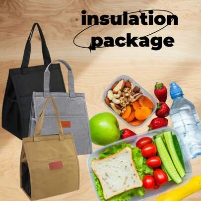 Bolsa de isolamento térmico para piquenique com filme de alumínio espesso para áreas externas, lancheira portátil para acampamento, lancheira portátil de grande capacidade, adequada para estudantes que moram em escritórios e escolas