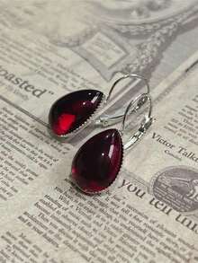 1 对哥特式吸血鬼红色时尚神秘水滴形女士耳环，神秘女巫珠宝万圣节礼物配饰 - 耳環 - 查看 5