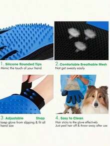 1pc Pet Grooming Gloves, 2-In-1 Pet Cleaning Gloves, Gentle Deshedding Brush For Dogs Cats, Dog Cat De- Cat Supplies Comb De-Shedding Brush Enhanced 5-Finger Design Suitable For Long Short Hair Easy To Clean Gentle De-Shedding For Dogs Cat, Easy Clean, Painless Grooming, Invigorating Massage