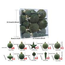 24Pcs Multi Color Plush Christmas Ball Pendant Set Creative Flocking Christmas Ball Hanging Decoration - 橄欖綠 - 查看 6