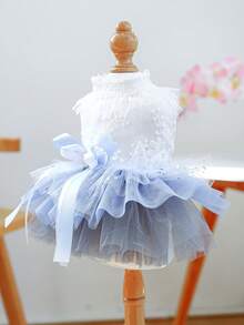 1 件宠物服装，狗/猫服装，时尚快乐的小型犬服装，休闲可爱，浪漫婚纱系列公主薄纱连衣裙 - 彩色 - 查看 7