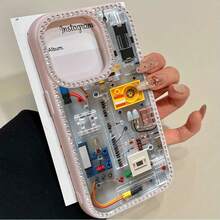 Linienstruktur doppelseitige diamantbesetzte 3-in-1 Handyhülle, geeignet für iPhone16promax, 16 15pro 14 14 Plus/14 Pro Max 13 13 Pro 12Pro 11pro Promax Serie.Anti-Rutsch und fleckenresistente weiche Hülle, geeignet für Männer und Frauen mit Diamantverzierung - Pink - Übersicht 8