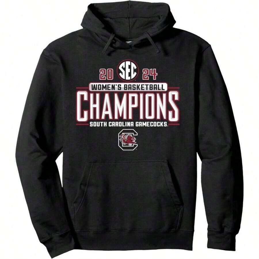 South Carolina Fighting Gamecocks Basketball SEC Champs 2024 Pullover Hoodie Pullover Hoodie Sweater Hoodie Fleece Sweatshirts Long Sleeve Sweaters Pullover Fall Outfits Winter Clothes - màu đen - Xem 1