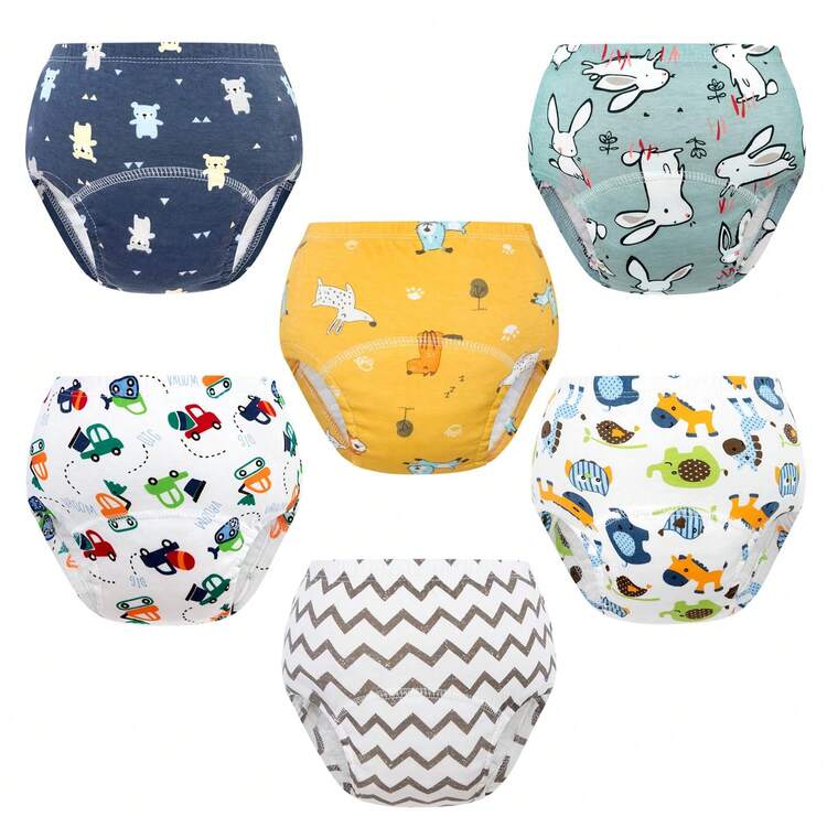 3/6pcs Newborn Potty Training Pants, Washable Toilet Training Underwear For Boys And Girls, 6-Layer Breathable All-Season Baby Cloth Diapers, Leak-Proof Absorbent Reusable Diaper Panties, Suitable For Baby Boys And Girls, Multiple Combinations, Essential Baby Items - Multicolor - View 8