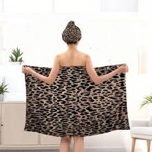 2 件柔软豹纹浴巾 - 速干毛巾，可机洗，现代风格，黑白猫咪和粉色心形图案，非常适合家庭浴室装饰，浴巾 | 超柔软面料，万圣节礼物，节日礼物，浴巾，送给自己、朋友和家人的礼物 - 彩色 - 查看 5