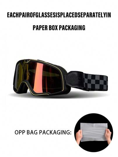 1副滑雪登山眼镜、摩托车护目镜、防风眼镜、户外运动骑行眼镜、雪地摩托越野运动护目镜、滑雪眼镜、防风户外眼镜