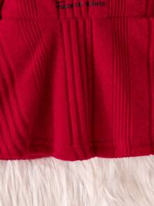 2 件套女婴甜美温柔蝴蝶印花字母针织连帽衫和裤子套装 - 酒紅色 - 查看 6