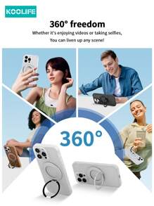 Koolife 1 件 360° 旋转磁性手机壳，2.5 毫米背板，PC+TPU 材质，精确切口，亲肤哑光防滑防汗，凸起摄像头保护，兼容 13/13 Pro/13 Pro Max/14/14 Pro/14 Pro Max/15/15 Plus/15 Pro/15 Pro Max/16/16 Plus/16 Pro/16 Pro Max/16e/17/17 Air/17 Pro Max - 透白 - 查看 6