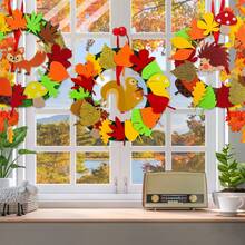 Kit de Guirlanda de Outono do Dia de Ação de Graças, Guirlanda de Folhas de Bordo de Outono. Com Adesivos Brilhantes, Adesivo de Folha de Bordo de Feltro de Outono Kit de Artesanato DIY. Decorações de Feriado para Casa, Sala de Aula e Festa, Kit Festivo de Decorações de Ação de Graças, Natal e Halloween