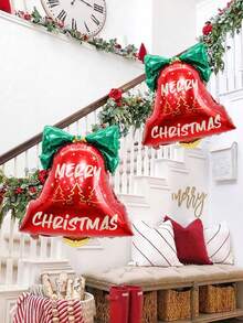 2pcs/4pcs 18-Inch 4D Christmas Bell Foil Balloons, For Christmas Party Decorations, Yard Display, Christmas Decorations, Gatherings, Weddings, Home Birthday Decor, Christmas Theme Hanging Balloons, Christmas Atmosphere Background, Christmas & New Year Home Decor Christmas 2026 - Multicolor - View 7