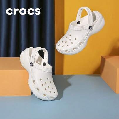 Crocs Unisex Beach Sports Hollow Slippers, Y2K Thick Sole Breathable Sandals, Waterproof Non-Slip Couple Shoes For Summer