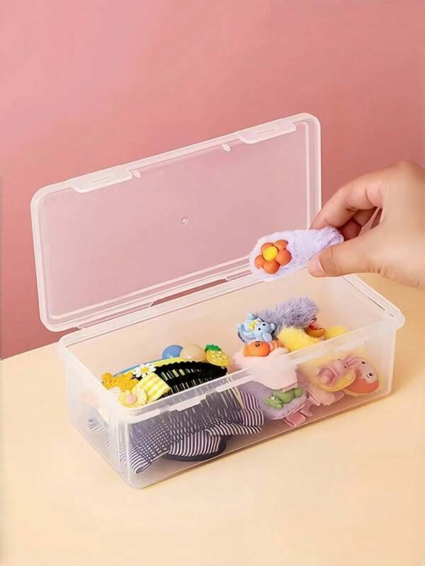 1pc/2pcs Transparent Hair Accessory Storage Box, Hair Ties, Hair Bands, Hair Clips, Hair Pins, Jewelry Box, Gift Box, Suitable For Halloween Gifts