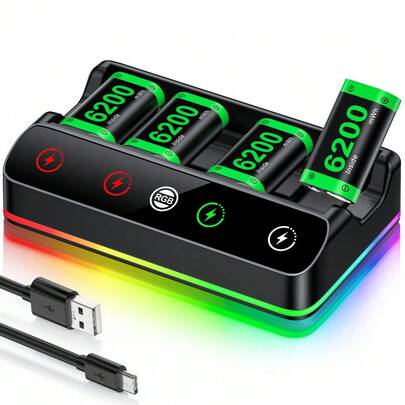BEBONCOOL X400 Charger For XboxOne Controller Battery Pack With 4 X 6200mWh Batteries, Rechargeable XboxController Batteries With Battery Charging Station Dock Support XboxSeries X|S/One S|X/One Elite