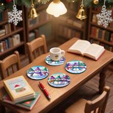 1 set/4 piezas/6 piezas Posavasos de barro de diatomeas con diseño de tres muñecos de nieve y árbol de Navidad, posavasos de café, decoración multiusos para el hogar y restaurantes, regalos diarios, decoración de mesa, decoración diaria, decoración para fiestas temáticas - Multicolor - Ver 8