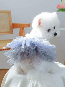 1 件宠物服装，狗/猫服装，时尚快乐的小型犬服装，休闲可爱，浪漫婚纱系列公主薄纱连衣裙 - 彩色 - 查看 2