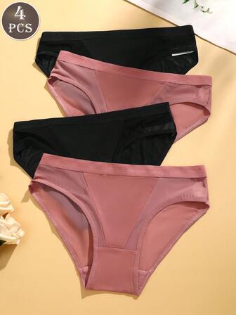 4pcs Women's Multicolor Swimwear Briefs, Simple Elegant Comfortable Breathable Low-Waist