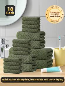 18pcs Luxury Towel Set, Made Of Super Soft And Absorbent Microfiber, Quick Drying, Lint-Free And Colorfast, Ideal For Home, Bathroom, Gym, Hotel, Spa, Travel, Autumn, Halloween, Christmas Decoration - Multicolor - View 9