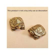 1 pieza Tortuga de la longevidad vintage, escultura decorativa de latón macizo del animal de la longevidad, decoración del hogar, regalo de cumpleaños para personas mayores - Dorado - Ver 3