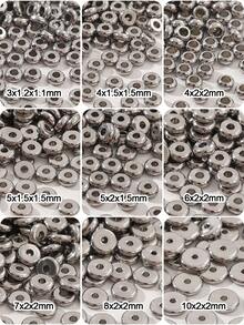100PCs Stainless Steel Flat Round Spacer Beads Separators Beads For Jewelry Making Metal Steel Color Diy Accessories,Thick Spacer Beads,Rounded Donut Jewelry Making Spacers Bead Caps & Bead Cones Jewelry Making Charms Jewelry Charms - Steel Color-100pcs - View 5