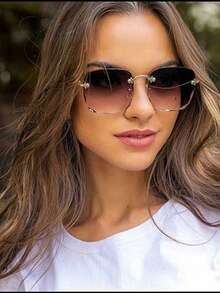 4pcs Square Rimless Women's Fashion Eyewear Ladies Men's Spring/Summer Fashion Eyewear Holiday Beach Travel (Eyewear Case Not Included) - Multicolor - View 3