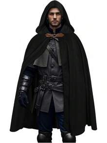 ¡RecomendadoL'VOW Capa gótica medieval con capucha de terciopelo - Capelet clásico renacentista para disfraz de brujo de Halloween¡Top de Temporada - Negro - - Ver 2