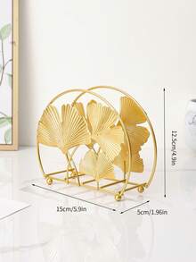 1入組花朵裝飾餐巾現代珍珠和花朵設計餐巾架 - 金色 - 查看 2