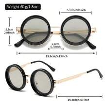 1pc Handmade ND9 Density Round Frame Fashionable Glasses - Metal Unisex Glasses, Suitable For Daily Wear - Multicolor - View 2