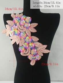 3D 串珠蕾丝绣花贴片、水钻亮片贴花、适用于服装装饰、婚纱配饰、DIY 缝纫工艺品 - 多色 - 查看 12