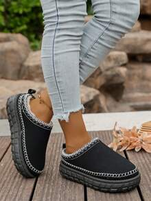 Women's Snow Boots, New Autumn/Winter Thick Bottom, Thermal Lined, Ankle Height, Warm Shoes - Black - View 4