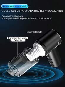 Aspiradora de coche, 50000pa Aspiradora portátil potente Mesa de limpieza de automóviles cable pistola de vacío inalámbrica de alta potencia soplador de automóviles portátiles, potente aparato de limpieza portátil para coche, limpiador de vehículos inalámbrico,pequeña, inalámbrica, con fuerte succión para la limpieza del hogar, el coche y el escritorio. - Negro - Ver 11