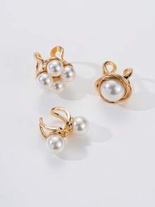 1 Set mit 3 offenen Vintage-Metallringen in Münzform, dicke, glatte, asymmetrische, geometrische, stapelbare Ringe, Set mit Kunstperlenringen für Damen, Alltagskleidung, Weihnachtsgeschenk, Party- und Musikfestival-Accessoire, Cut-Out