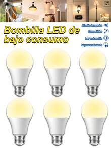 Bombillas LED equivalentes, luz diurna blanca 6500 K,base estándar E27, no regulable, 3W/5W/7W/9W/12W/15W/18W/21w blanco brillante bombillas LED para recámara, sala de estar, hogar, paquete de 6 - 6 piezas - Ver 1