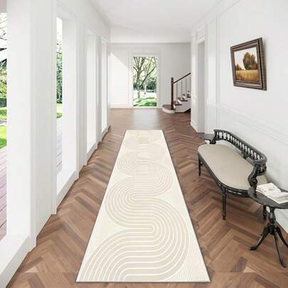 Pattern 1pc Modern Minimalist Abstract Geometric Entryway Mat, Long Strip Mat, Suitable For Bedroom Laundry Room Kitchen Hardwood Floor Mat, Home Decor Bathroom Kitchen Decor Christmas Decor Kitchen Rug
