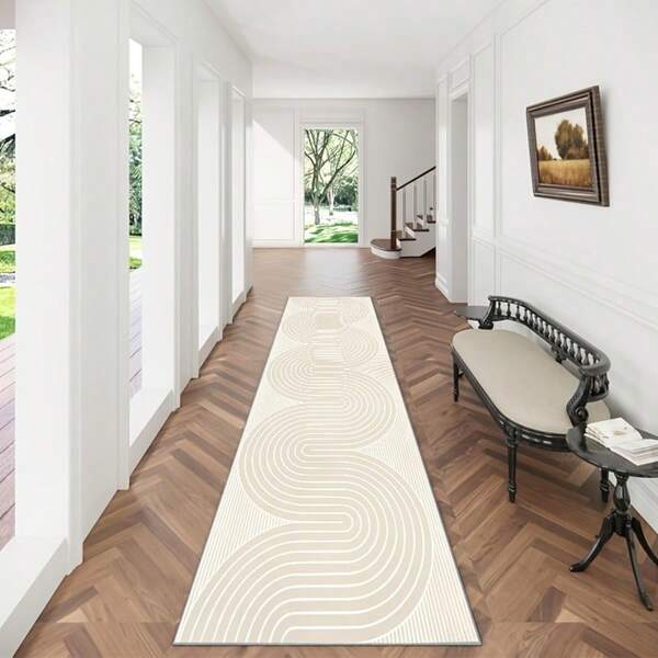 Pattern 1pc Modern Minimalist Abstract Geometric Entryway Mat, Long Strip Mat, Suitable For Bedroom Laundry Room Kitchen Hardwood Floor Mat, Home Decor Bathroom Kitchen Decor Christmas Decor Kitchen Rug