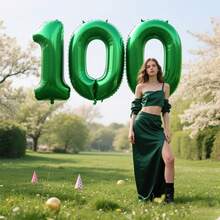 40 Inch Green Number Balloon 4, Large Number Foil Balloons Mylar For Girl Boy Birthday Party Celebration Decorations Supplies, Digital Balloons For Wedding Anniversary Events Decorations