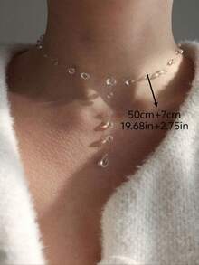 1 chiếc vòng cổ ngọc trai giả hình giọt nước thời trang tối giản, phù hợp cho phụ nữ trong mọi dịp - Trong sáng - Xem 3