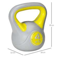 SPORTNOW Kettlebell, 4kg Kettle Bells With Handle For Home Gym Weight Lifting And Strength Training, Yellow And Grey - Yellow - View 2